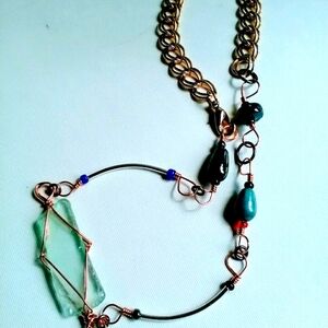 Handmade Beaded & Wrapped Seaglass Choker Necklace